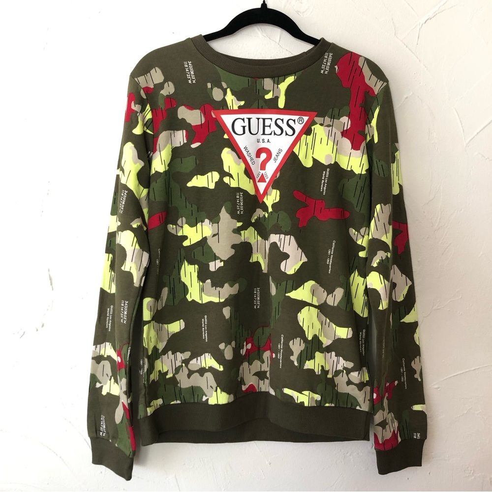 Guess pullover sweater| Camo Print Sweater| Size 18 Large